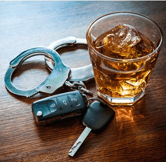 Image of Alcohol, Keys, and Handcuffs.